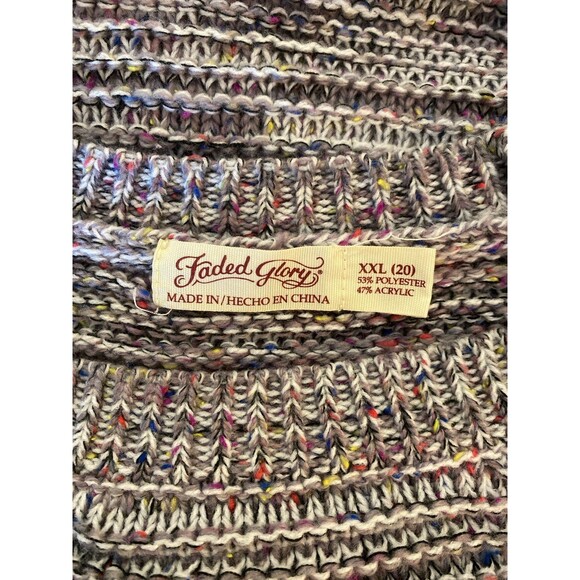Faded Glory Womens Crew Neck Sweater Plus Size XXL (20) Gray Variegated Knit - Picture 9 of 11